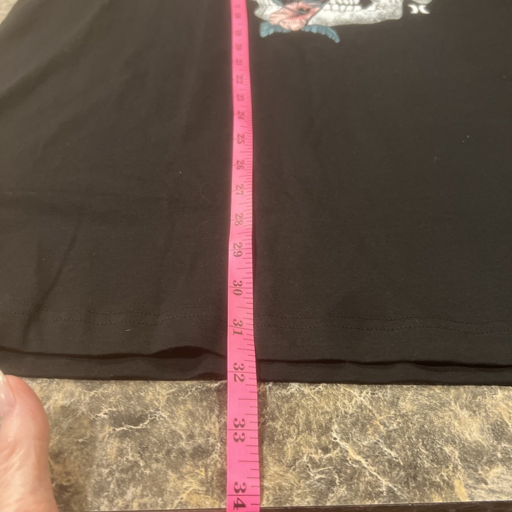 NEW Hurley~XXL~Black Skull Hibiscus Floral Graphic T-Shirt Cotton Short Sleeve - Picture 9 of 10